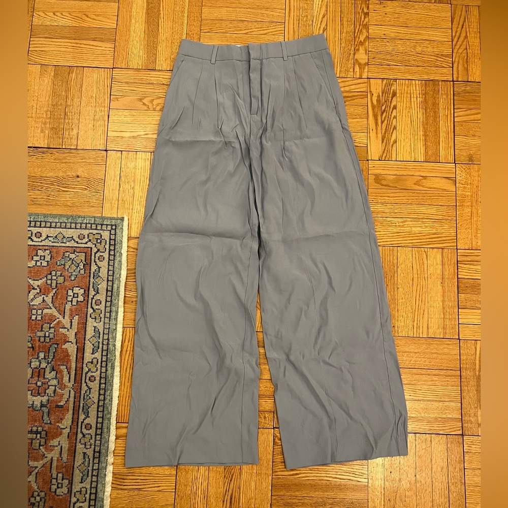 NWT MANGO greyish blue Hi waisted trousers